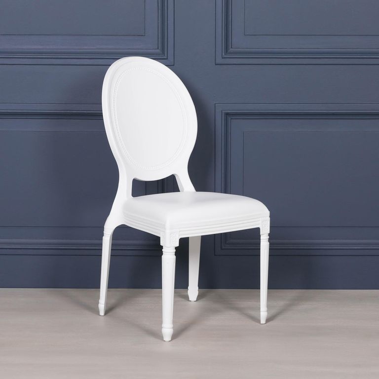 Louis Oval Back Dining Chair - Set of 2 - White