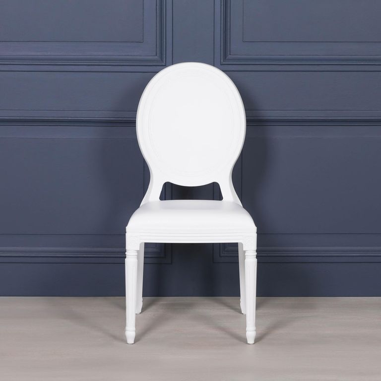 Louis Oval Back Dining Chair - Set of 2 - White
