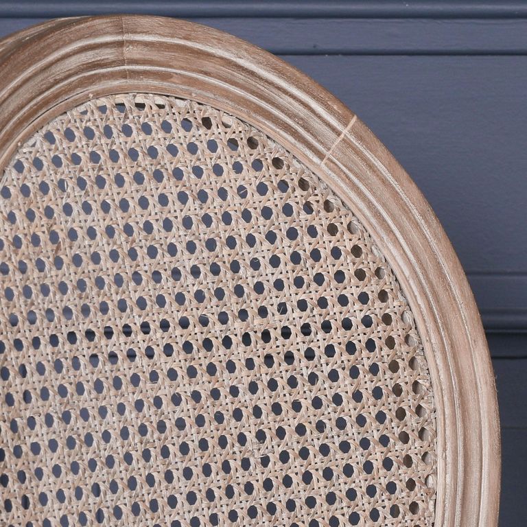 Louise Birch Wood and Rattan Oval Back Dining Chair - Set of 2