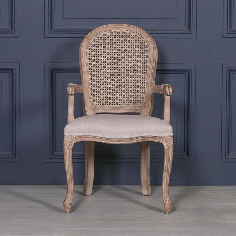 Louise Wood and Rattan Back Dining Armchair - Set of 2