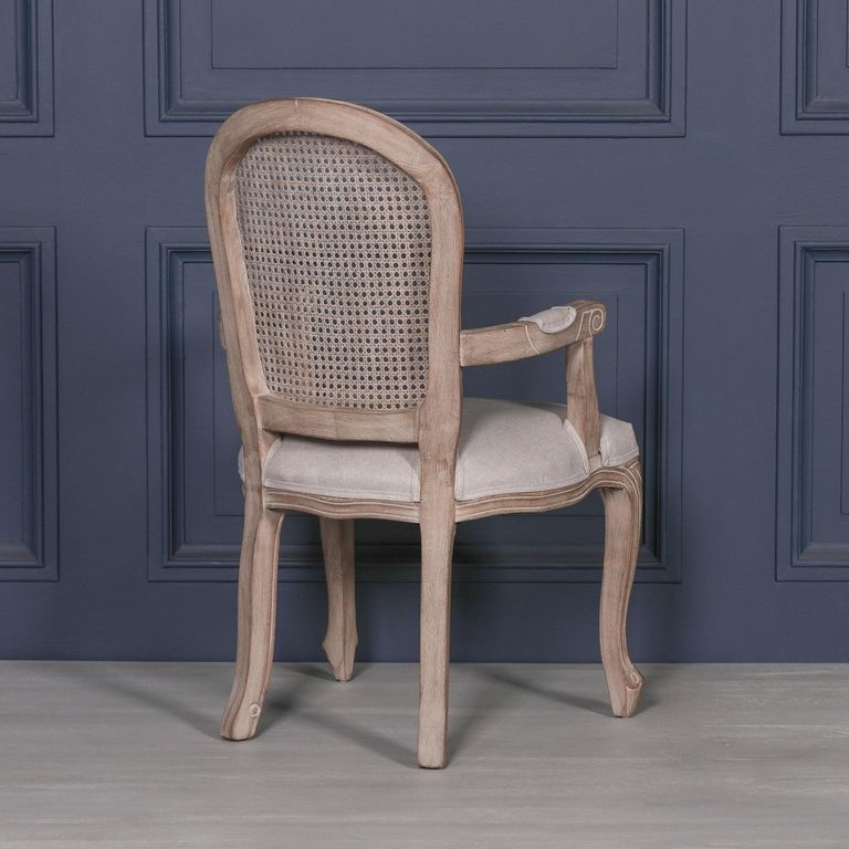 Louise Wood and Rattan Back Dining Armchair - Set of 2