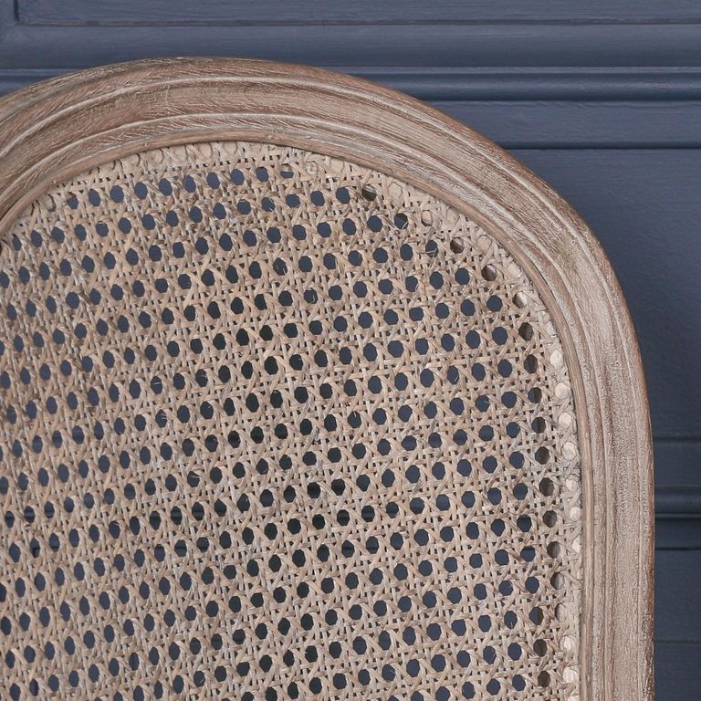 Louise Wood and Rattan Back Dining Armchair - Set of 2