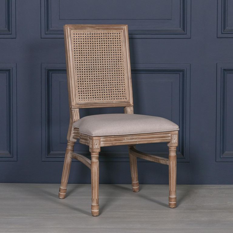 Louise Wood and Rattan Back Dining Chair - Set of 2