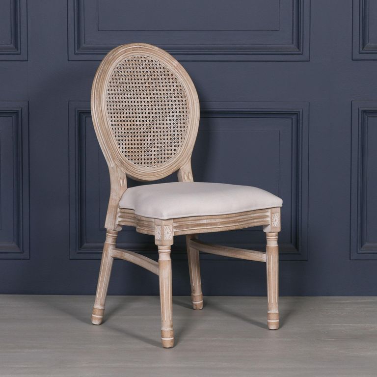 Louise Wood and Rattan Oval Back Dining Chair - Set of 2
