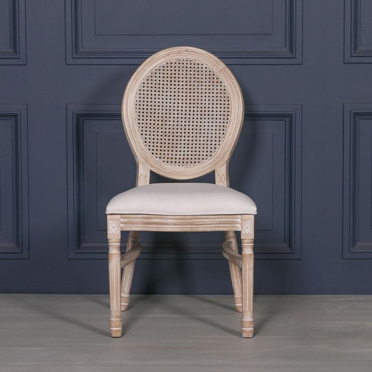 Louise Wood and Rattan Oval Back Dining Chair - Set of 2