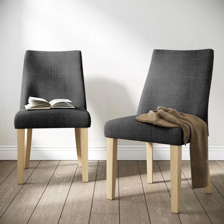 Luna Dining Chair - Set of 2 - Charcoal Fabric