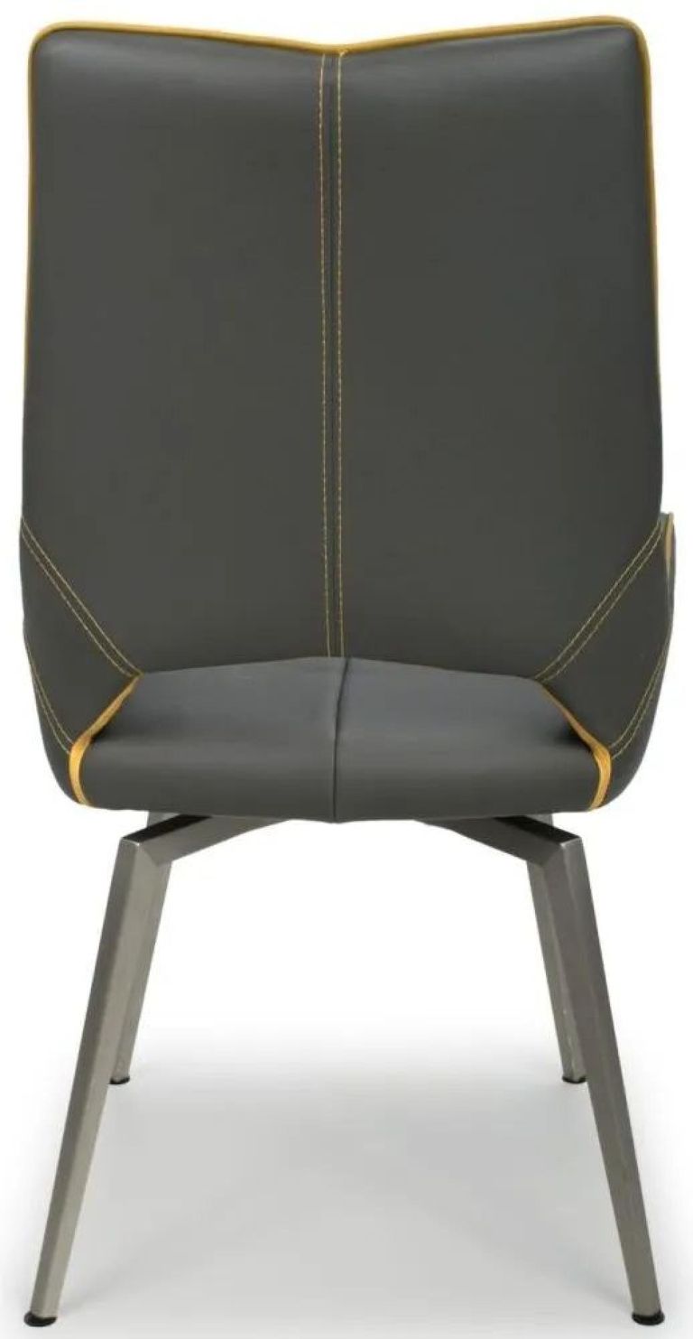 2 x Mako Grey Leather Effect Swivel Dining Chair