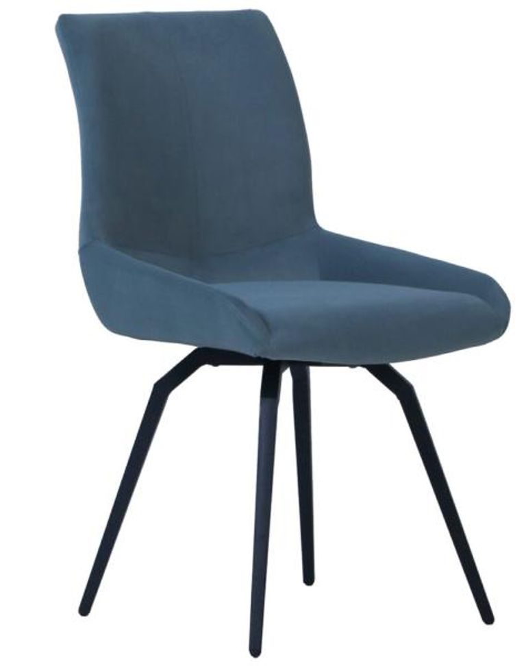 Malcom Dining Chair - Swivel - Set of 2 - Blue Fabric