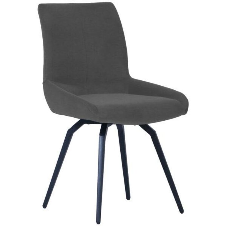 Malcom Swivel Dining Chair - Set of 2 - Dark Grey Fabric