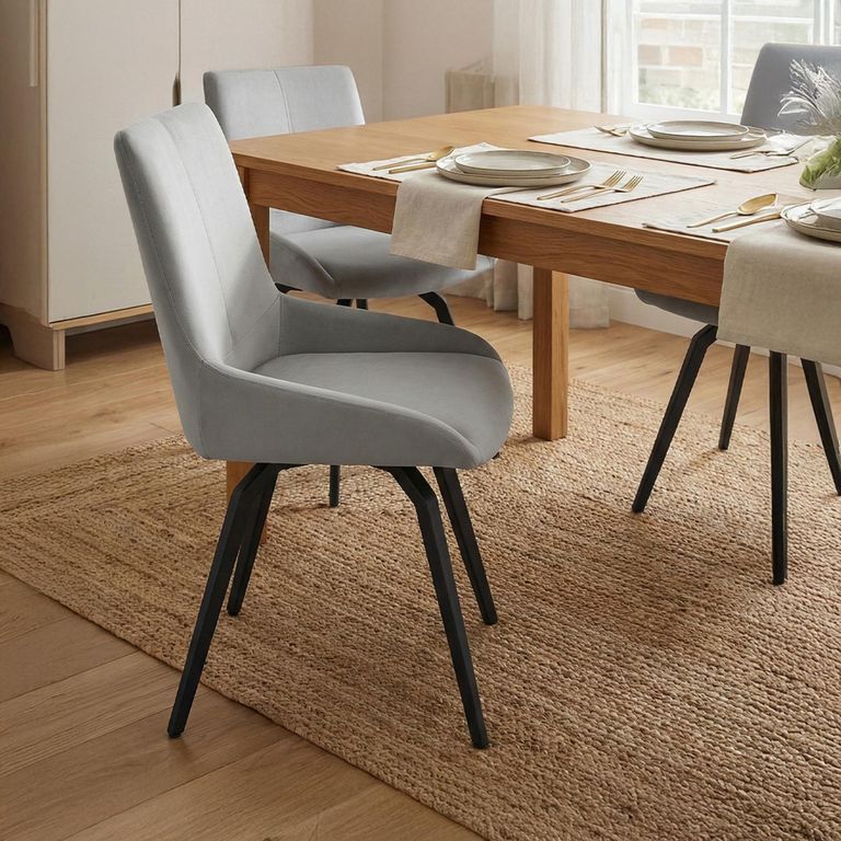 Malcom Dining Chair - Swivel - Set of 2 - Grey Fabric