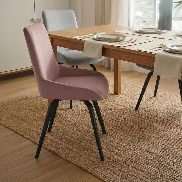 Malcom Dining Chair - Swivel - Set of 2 - Pink Fabric