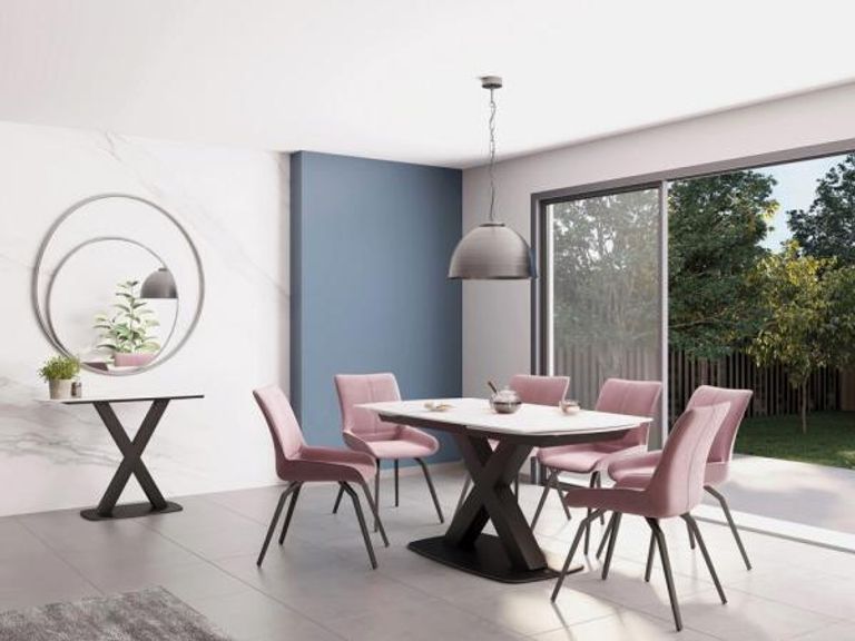 Malcom Dining Chair - Swivel - Set of 2 - Pink Fabric