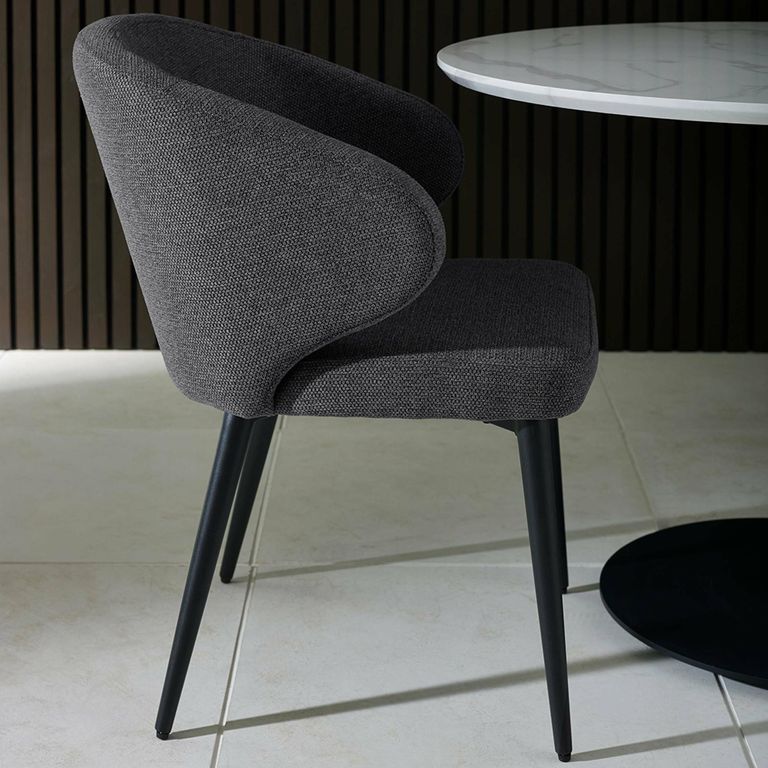 Marcus Dining Chair - Set of 2 - Mid Grey Fabric - Curved