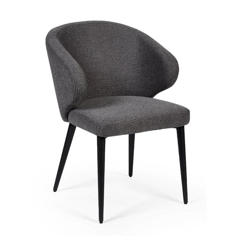 Marcus Dining Chair - Set of 2 - Mid Grey Fabric - Curved