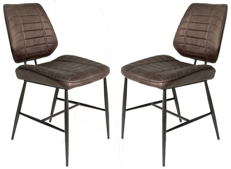 2 x Marigot Grey Vintage Leather Dining Chair