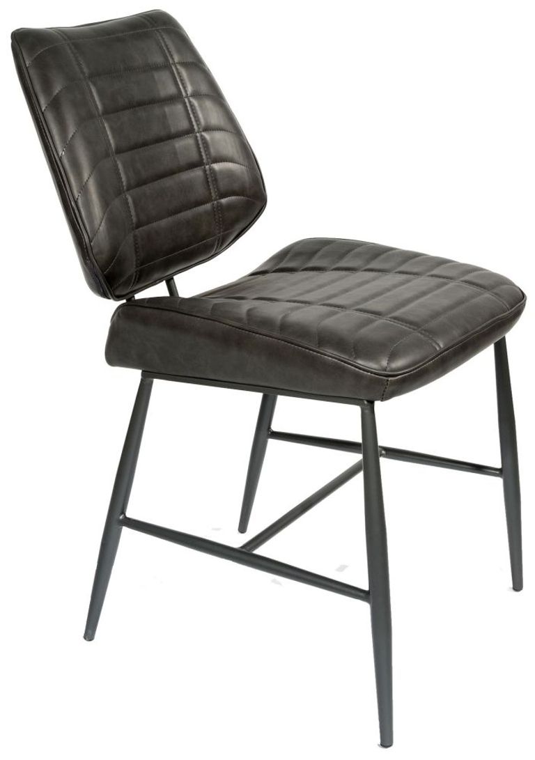 2 x Marigot Grey Vintage Leather Dining Chair