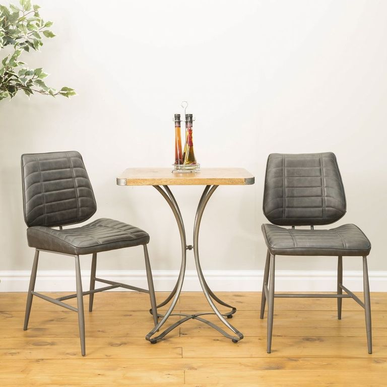 2 x Marigot Grey Vintage Leather Dining Chair