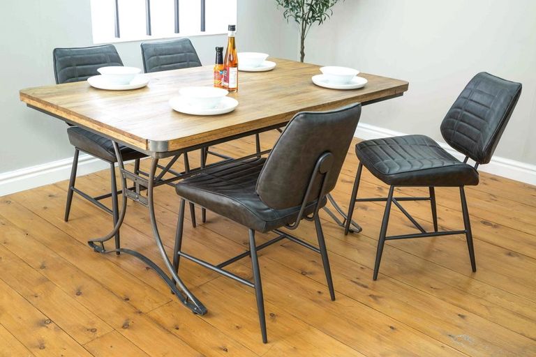 2 x Marigot Grey Vintage Leather Dining Chair