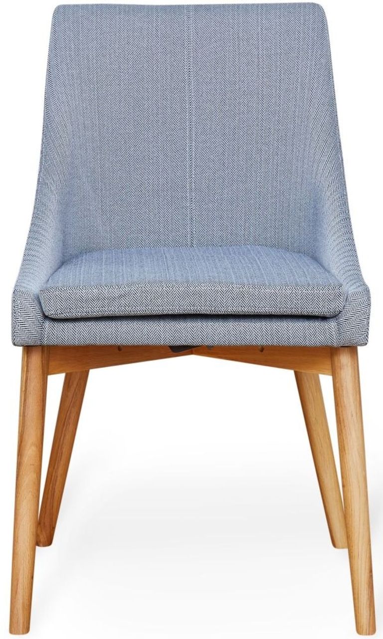 Mobel Oak Dining Chairs - Set of 2 - Grey Fabric Upholstered