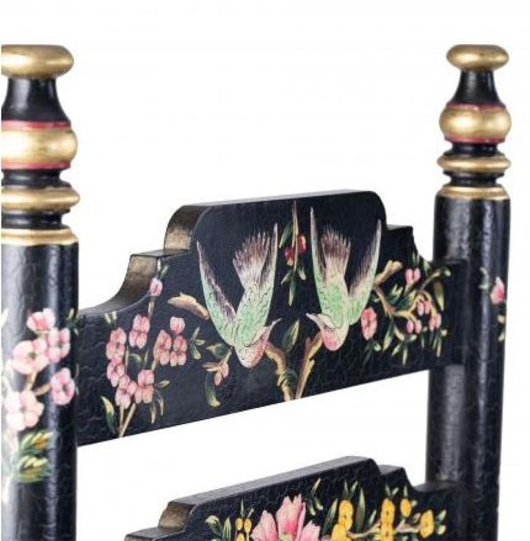 2 x Meerut Black Lyre Bird Design Wooden Dining Chair