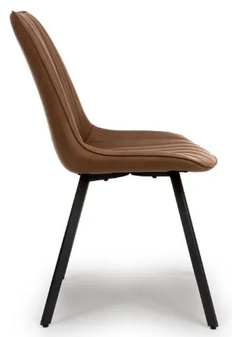 Miro Dining Chair - Set of 2 - Tan Brown Faux Leather