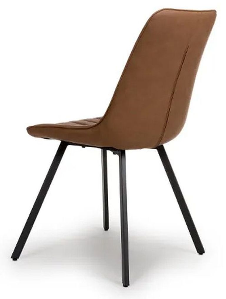 Miro Dining Chair - Set of 2 - Tan Brown Faux Leather