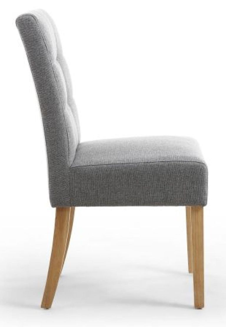 2 x Moseley Stitched Waffle Silver Grey Linen Effect Dining Chair in Natural Legs