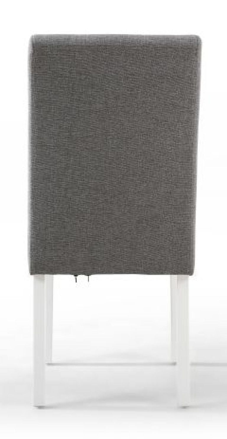 2 x Moseley Stitched Waffle Silver Grey Linen Effect Dining Chair in White Legs