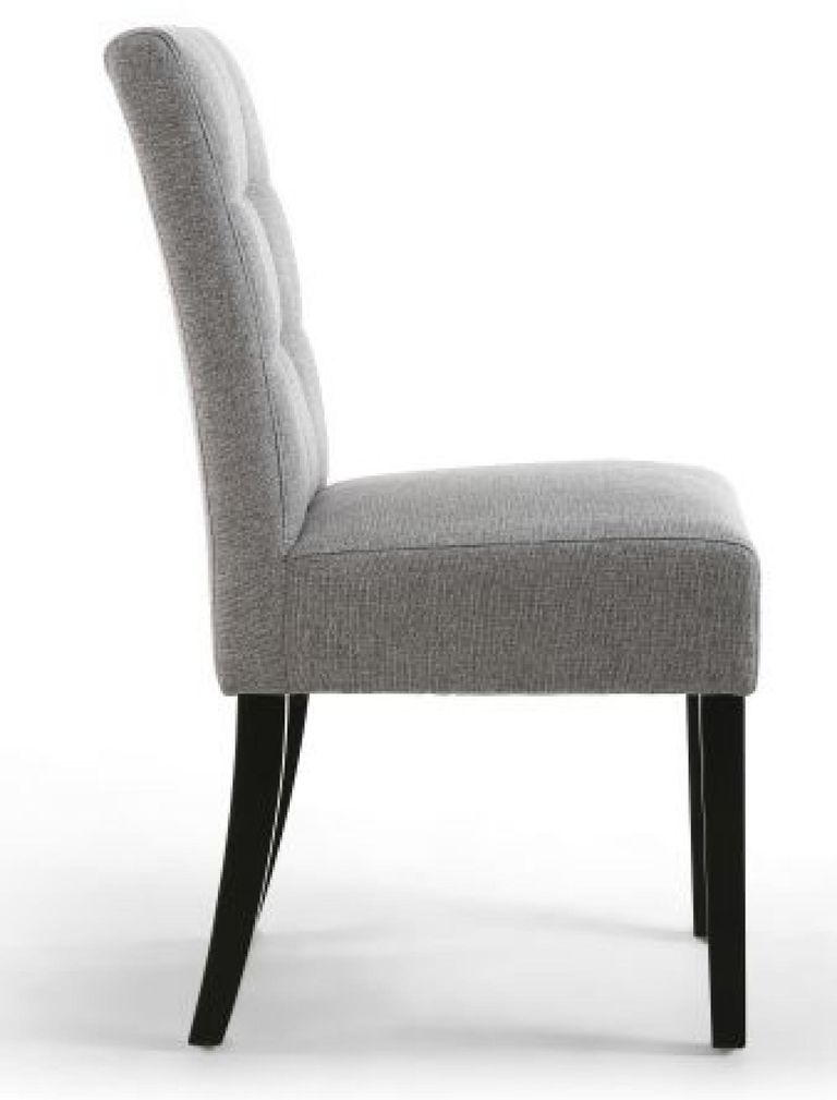 2 x Moseley Stitched Waffle Silver Grey Linen Effect in Black Fabric Dining Chair