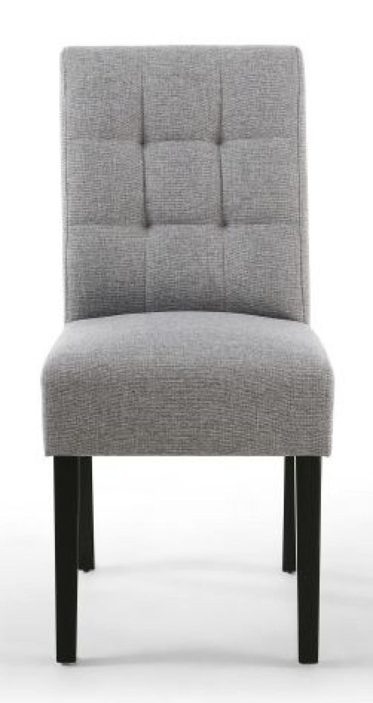 2 x Moseley Stitched Waffle Silver Grey Linen Effect in Black Fabric Dining Chair