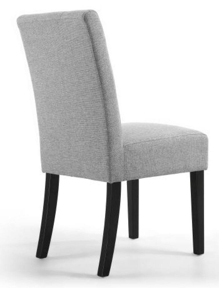 2 x Moseley Stitched Waffle Silver Grey Linen Effect in Black Fabric Dining Chair