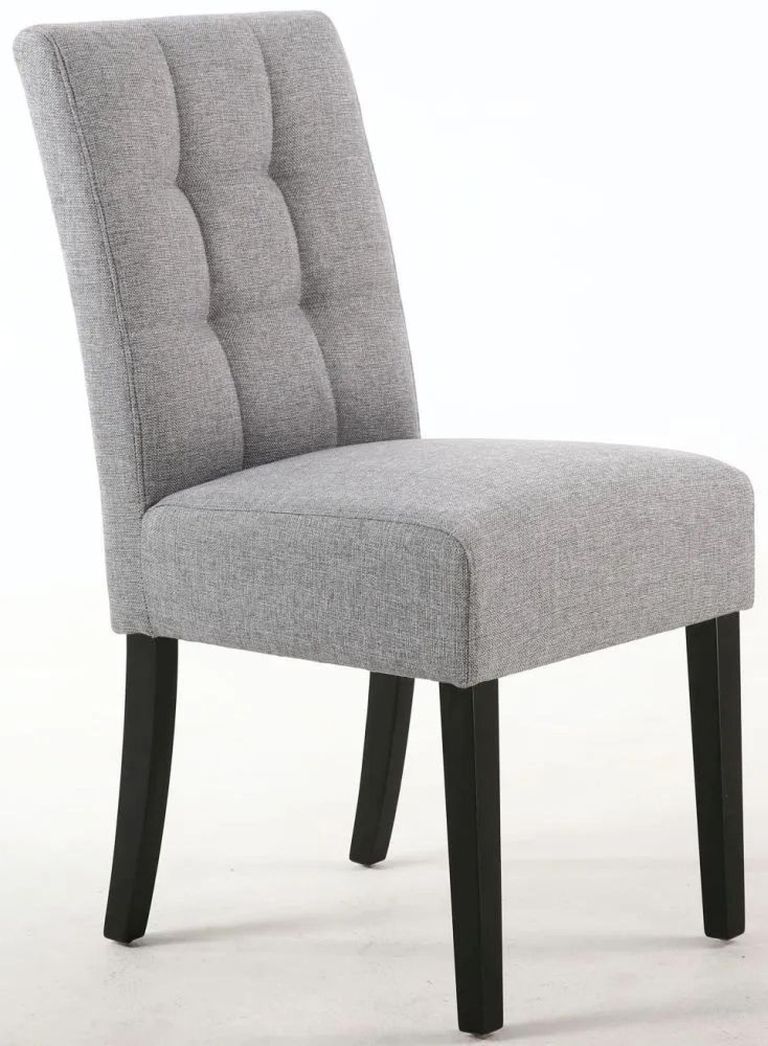2 x Moseley Stitched Waffle Silver Grey Linen Effect in Black Fabric Dining Chair