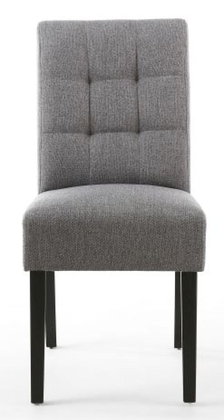 2 x Moseley Stitched Waffle Steel Grey Linen Effect Dining Chair in Black Legs