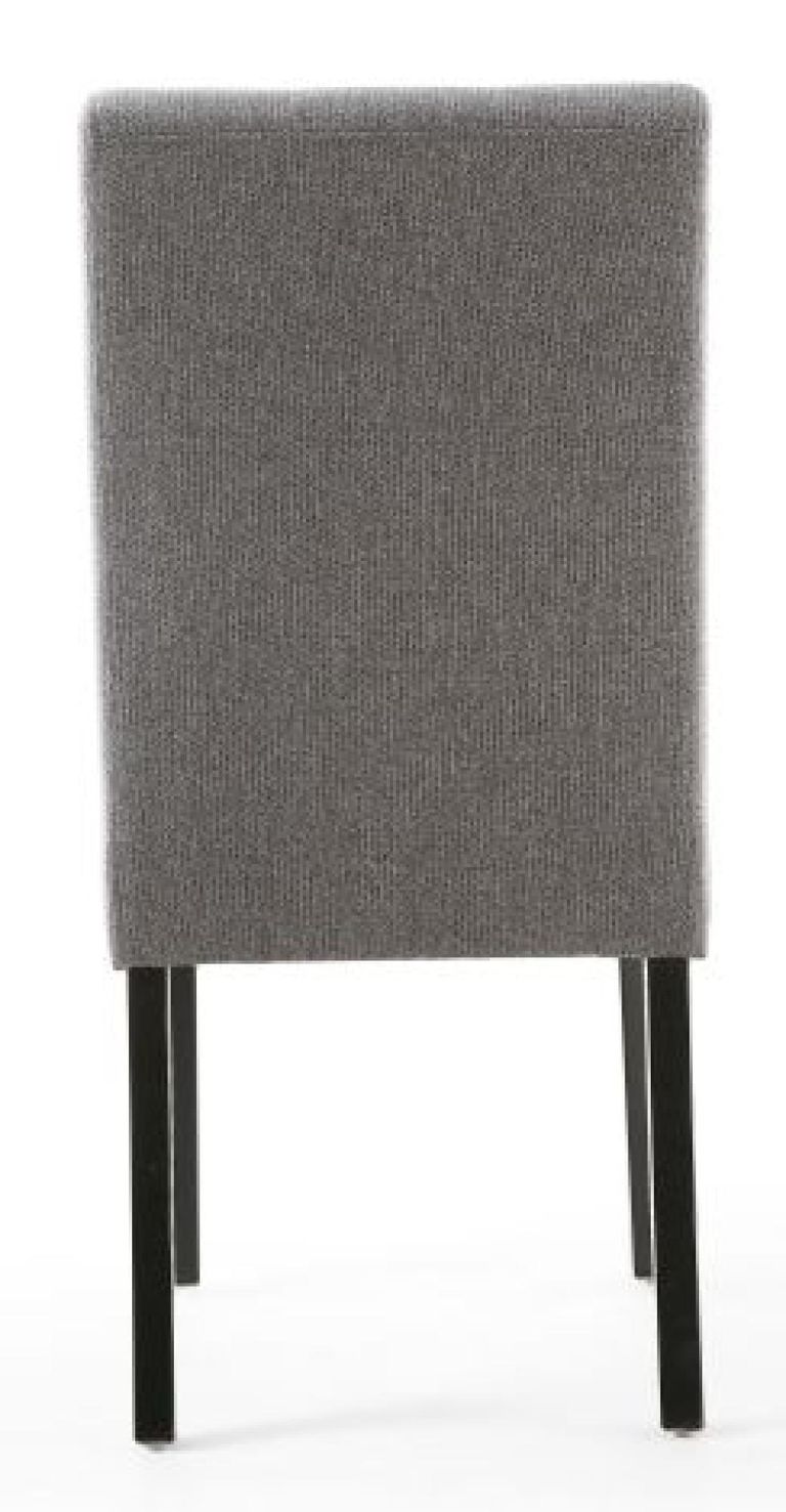 2 x Moseley Stitched Waffle Steel Grey Linen Effect Dining Chair in Black Legs
