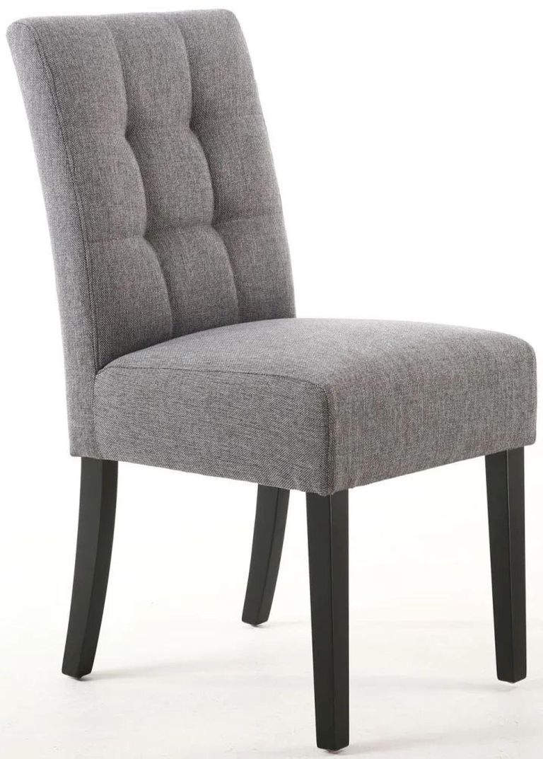 2 x Moseley Stitched Waffle Steel Grey Linen Effect Dining Chair in Black Legs