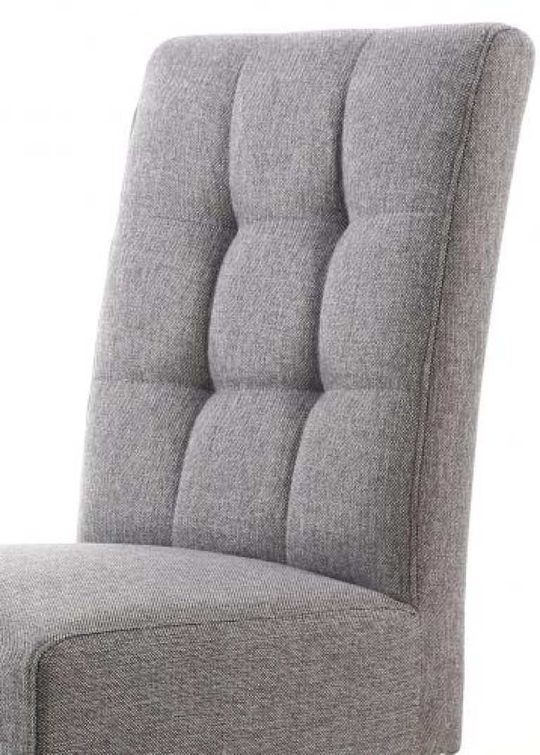2 x Moseley Stitched Waffle Steel Grey Linen Effect Dining Chair in White Legs