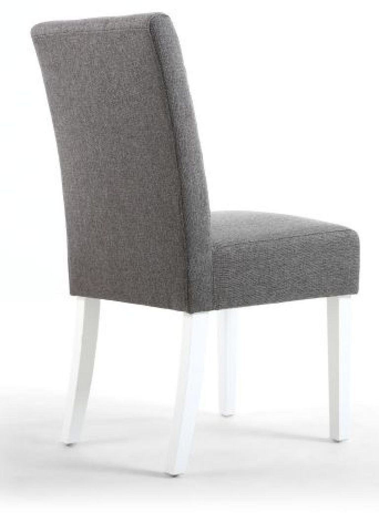 2 x Moseley Stitched Waffle Steel Grey Linen Effect Dining Chair in White Legs