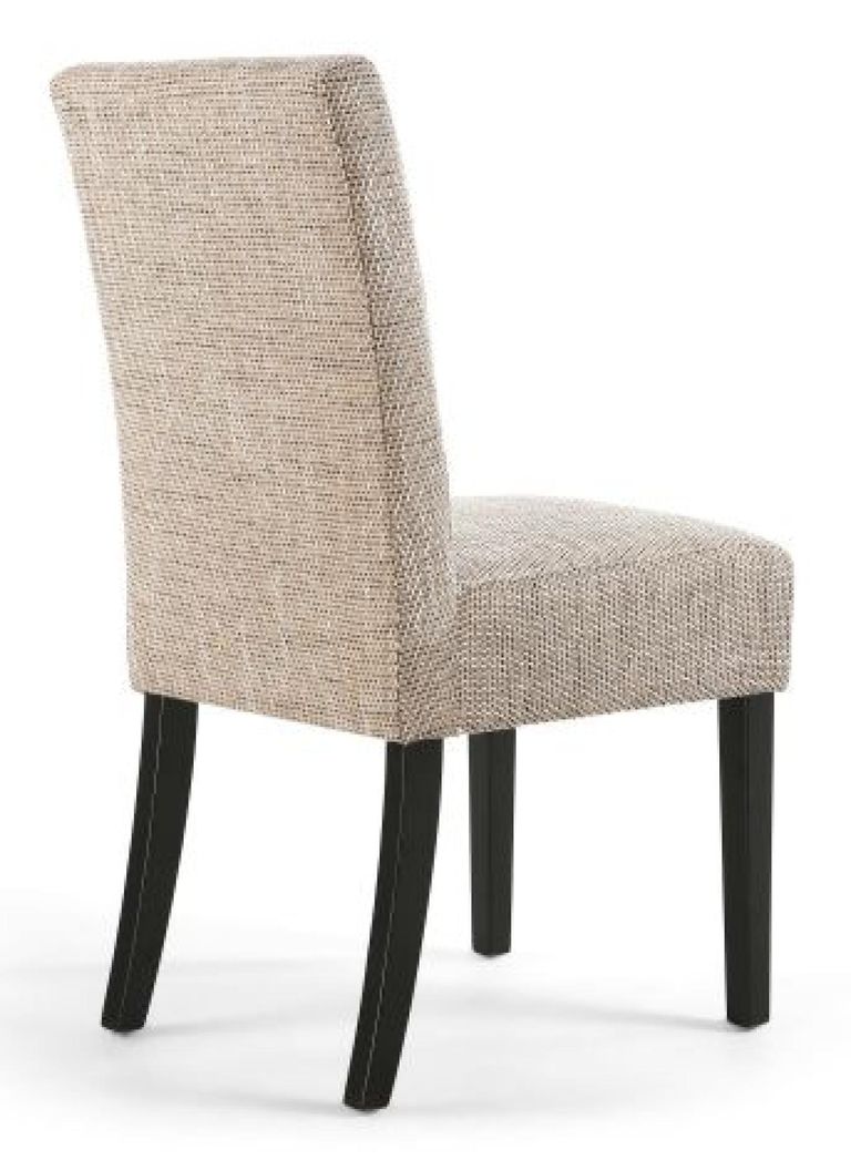 2 x Moseley Stitched Waffle Tweed Oatmeal Dining Chair in Black Legs