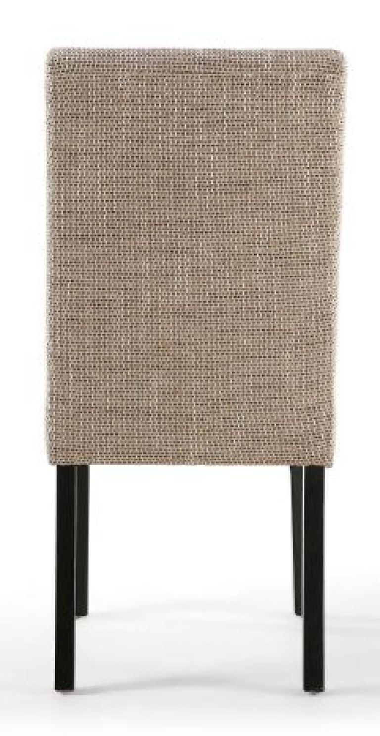 2 x Moseley Stitched Waffle Tweed Oatmeal Dining Chair in Black Legs