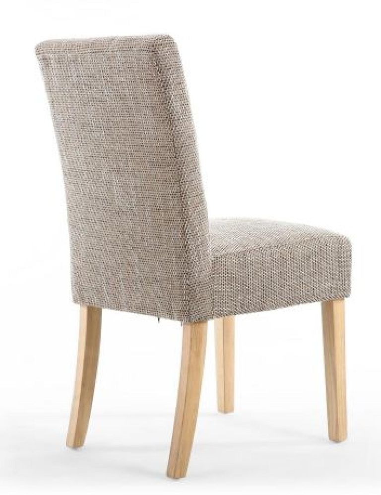 2 x Moseley Stitched Waffle Tweed Oatmeal Dining Chair in Natural Legs