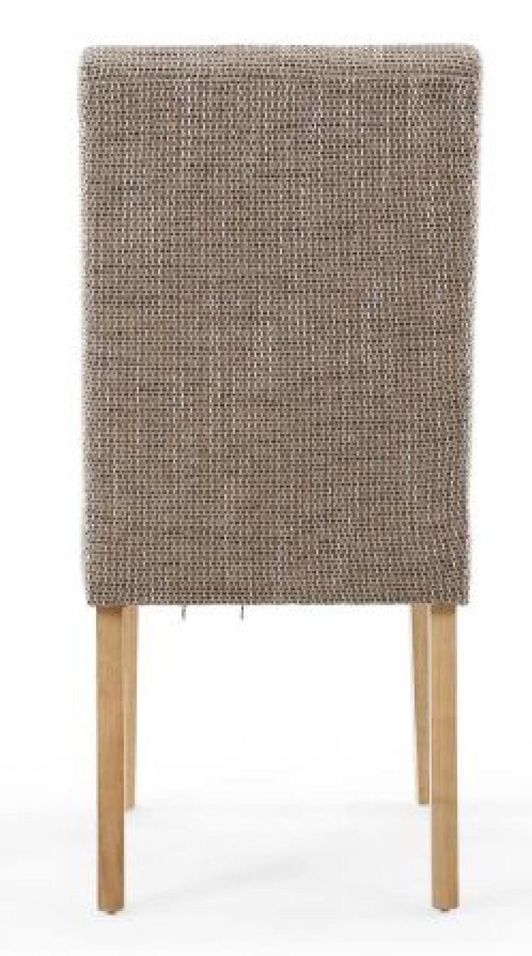 2 x Moseley Stitched Waffle Tweed Oatmeal Dining Chair in Natural Legs