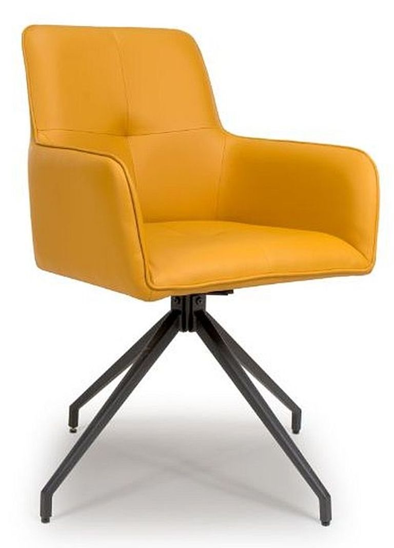 Nix Swivel Dining Chair - Set of 2 - Yellow Faux Leather