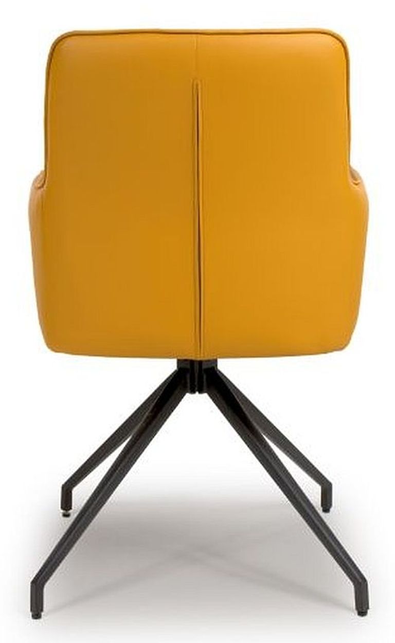 Nix Swivel Dining Chair - Set of 2 - Yellow Faux Leather
