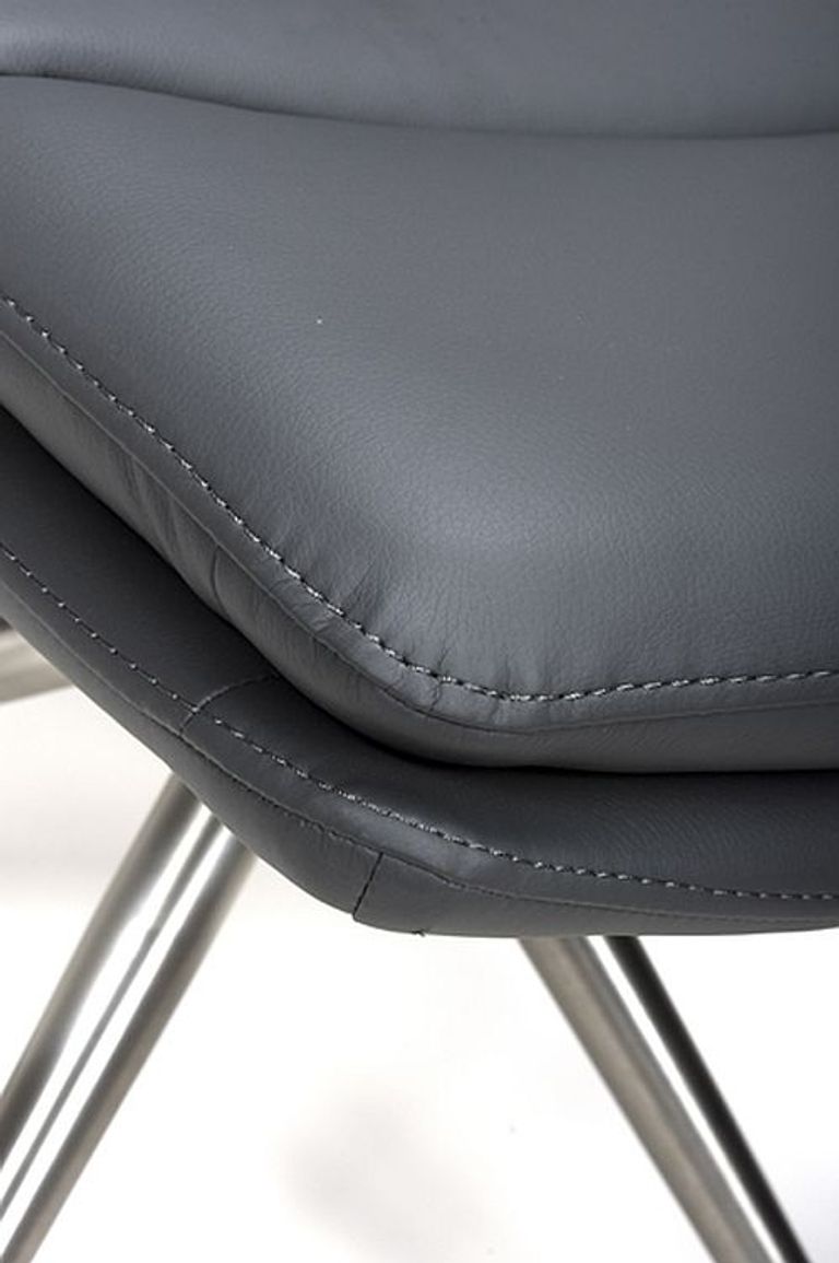 Nobo Swivel Dining Chair - Set of 2 - Grey Faux Leather - Chrome Legs