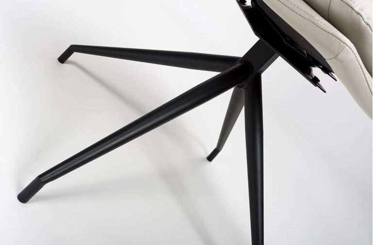 Nobo Swivel Dining Chair - Set of 2 - Taupe Faux Leather - Black Legs