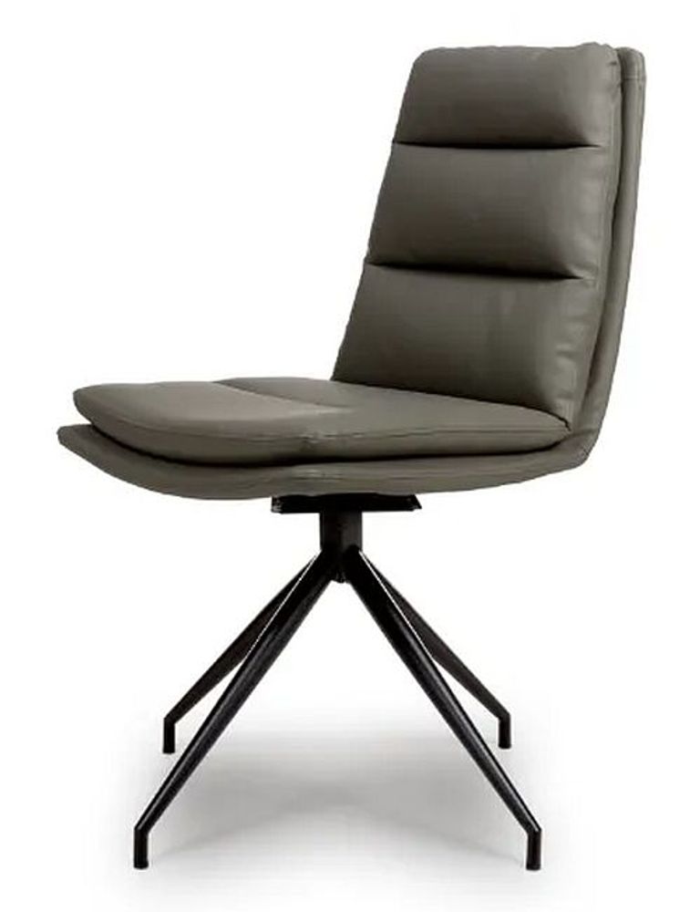 Nobo Swivel Dining Chair - Set of 2 - Truffle Faux Leather - Black Legs