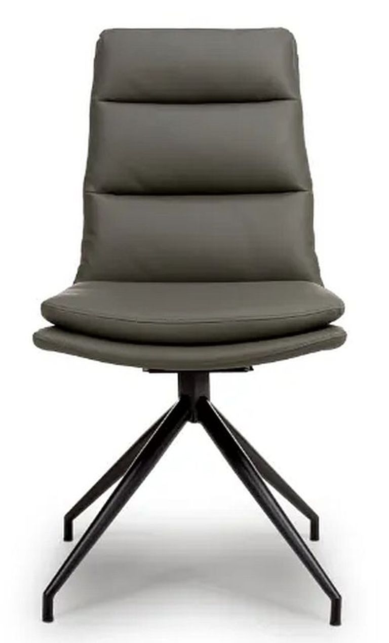 Nobo Swivel Dining Chair - Set of 2 - Truffle Faux Leather - Black Legs