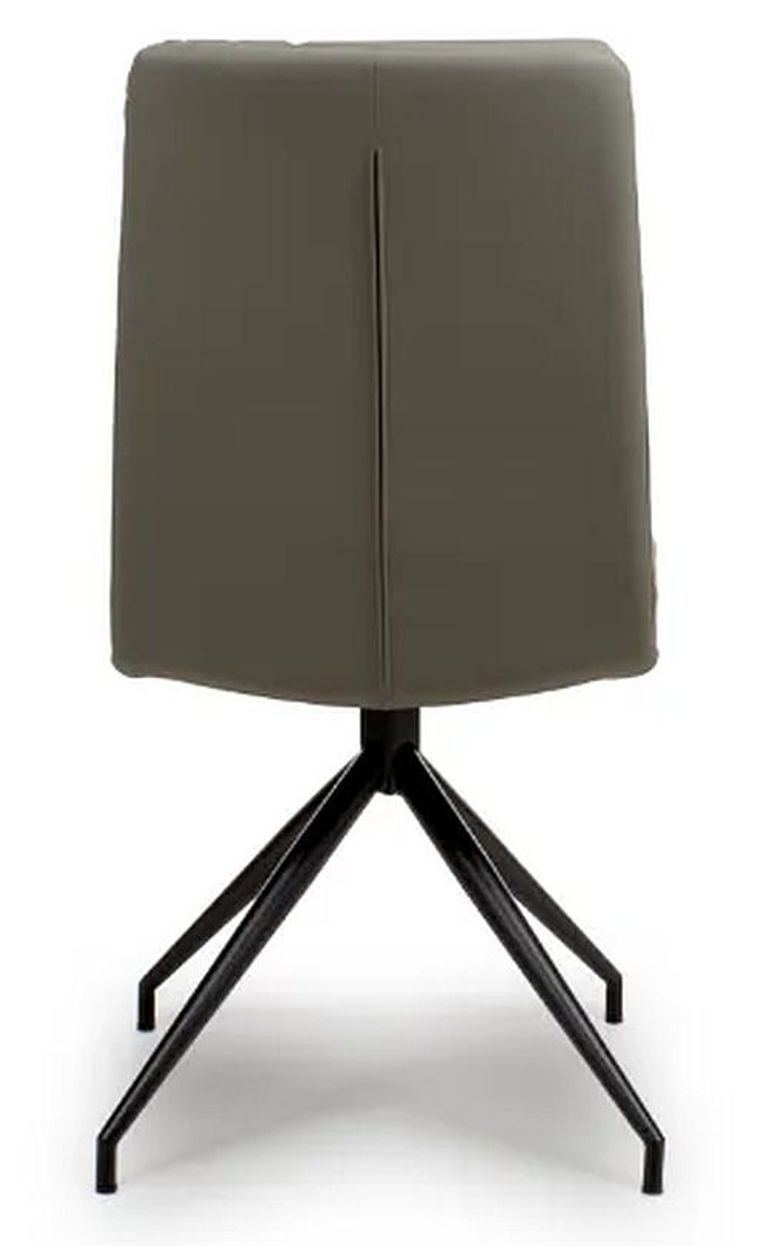 Nobo Swivel Dining Chair - Set of 2 - Truffle Faux Leather - Black Legs