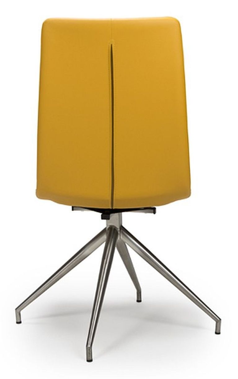Nobo Swivel Dining Chair - Set of 2 - Yellow Faux Leather - Chrome Legs