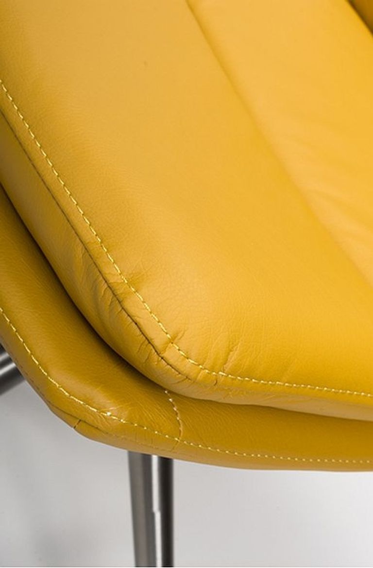 Nobo Swivel Dining Chair - Set of 2 - Yellow Faux Leather - Chrome Legs